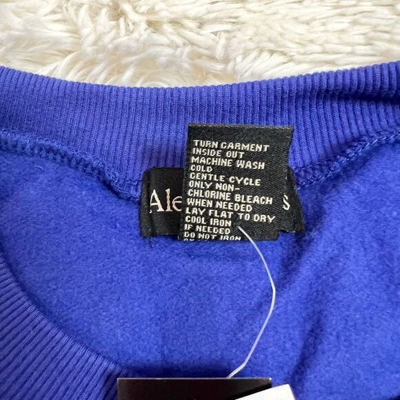 Alex Stevens Lightweight Blue Christmas Dinosaur Polka Dot Sweatshirt Medium - Picture 6 of 6